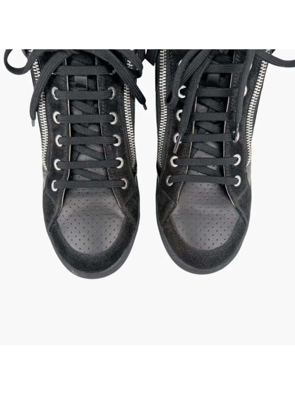 Chanel CC Pearl High Top Sneakers Black Size 38 US 7-7.5 Women's Quilted Nylon